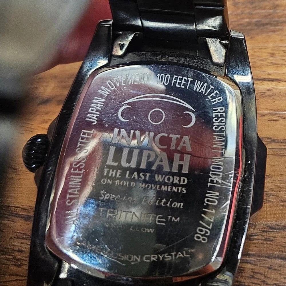 Invicta Lupah Special Edition Mens Watch Black Stainless Steel Gold Dial 17768